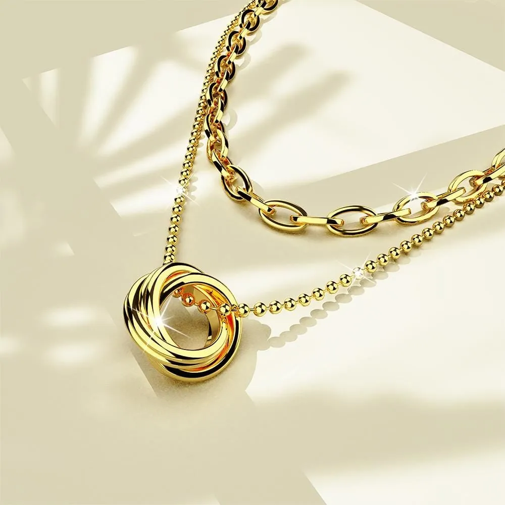 Boxed Swirl Pendant Necklace with Trishia Hoop Earrings in Gold