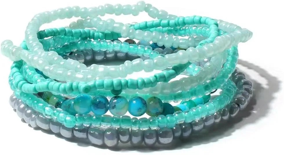 Bracelet Stack Stackable Bracelets for Women Beaded Stretch Boho Colorful Bracelets Set Stacked Small Beaded Bracelets Jewelry Pack for Women