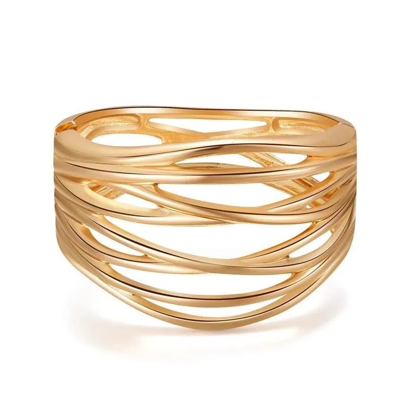 Bracelets Charm Jewelry - Hollow Wide Bangle - Irregular Metal - B0527
