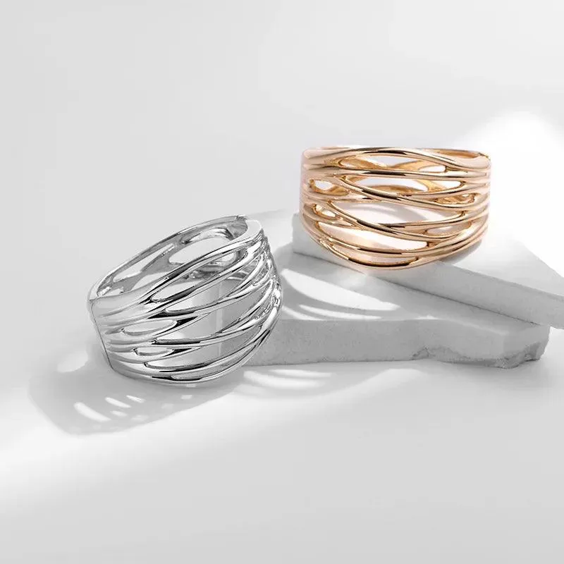 Bracelets Charm Jewelry - Hollow Wide Bangle - Irregular Metal - B0527