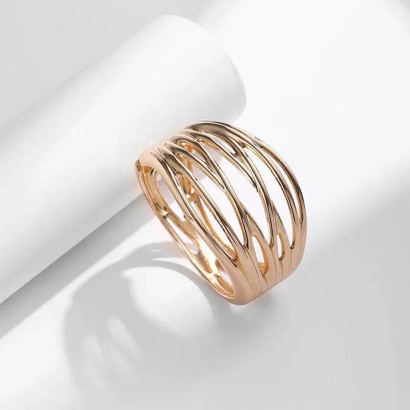 Bracelets Charm Jewelry - Hollow Wide Bangle - Irregular Metal - B0527