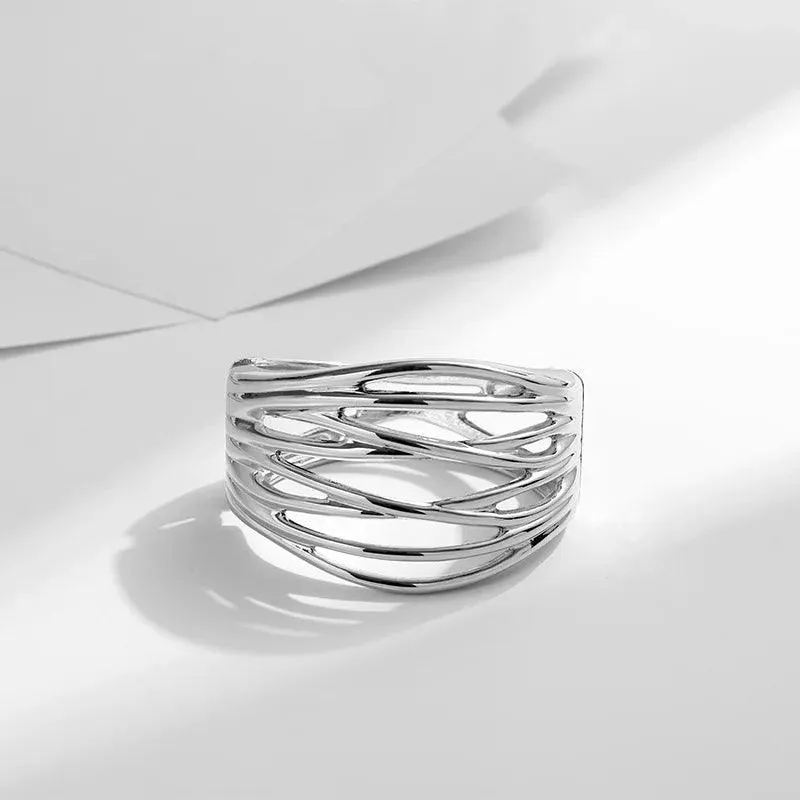Bracelets Charm Jewelry - Hollow Wide Bangle - Irregular Metal - B0527