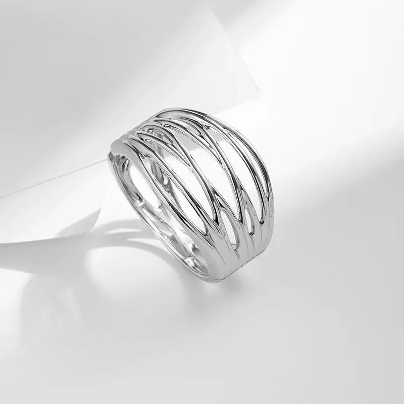 Bracelets Charm Jewelry - Hollow Wide Bangle - Irregular Metal - B0527
