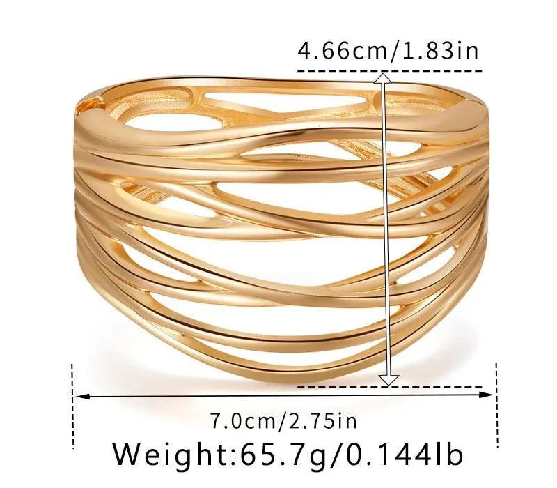 Bracelets Charm Jewelry - Hollow Wide Bangle - Irregular Metal - B0527
