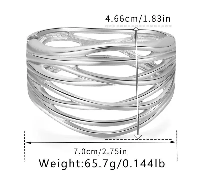 Bracelets Charm Jewelry - Hollow Wide Bangle - Irregular Metal - B0527