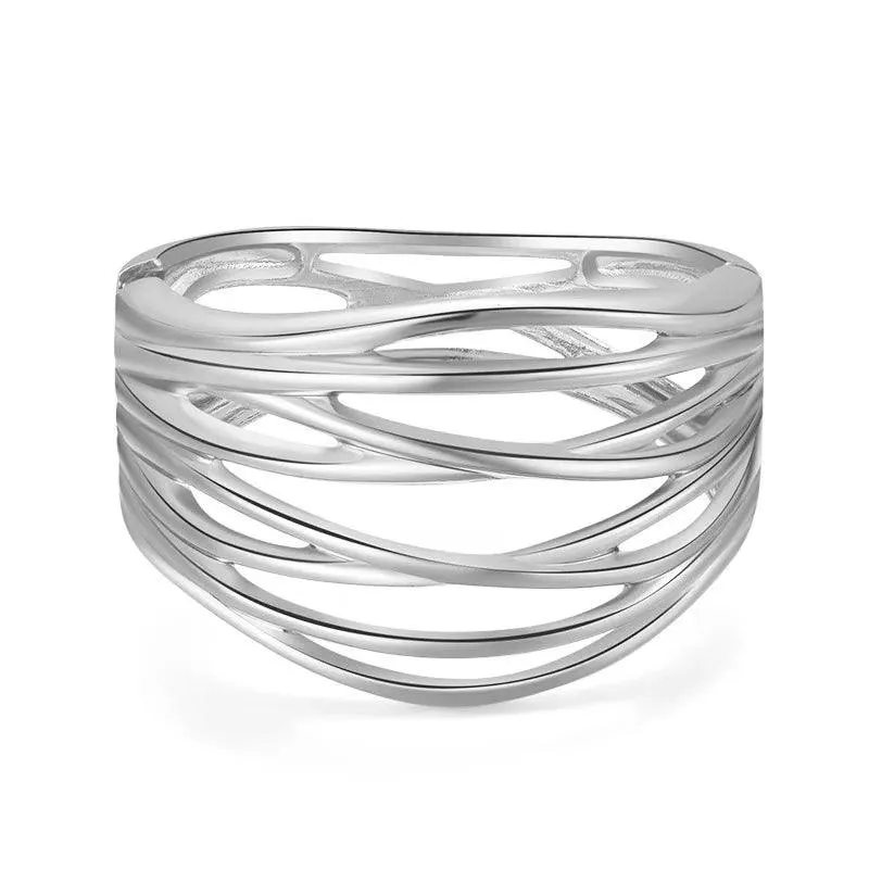 Bracelets Charm Jewelry - Hollow Wide Bangle - Irregular Metal - B0527