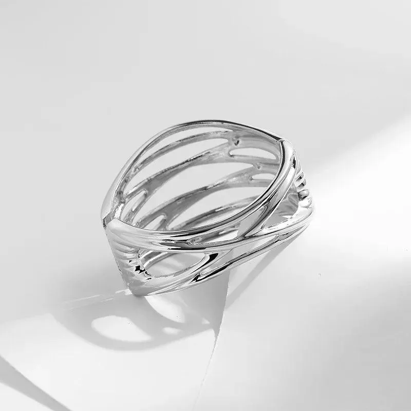 Bracelets Charm Jewelry - Hollow Wide Bangle - Irregular Metal - B0527
