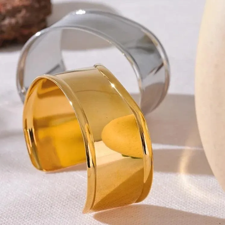 Bracelets Charm Jewelry - Stainless Steel - Wide Cuff Open Bangle - TSJ18