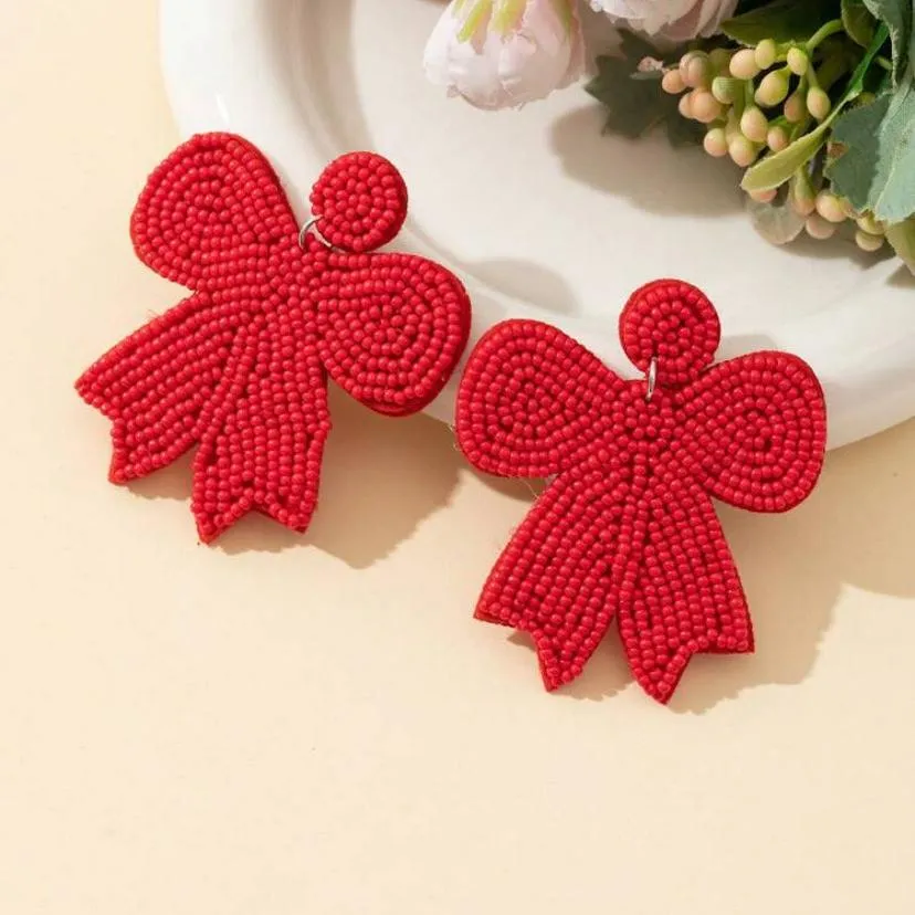 Brilliant Bows Beaded Drop Earrings