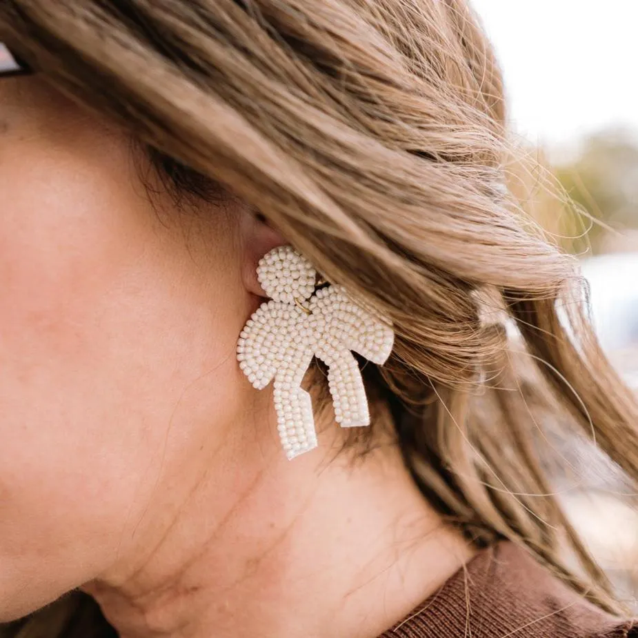 Brilliant Bows Beaded Drop Earrings