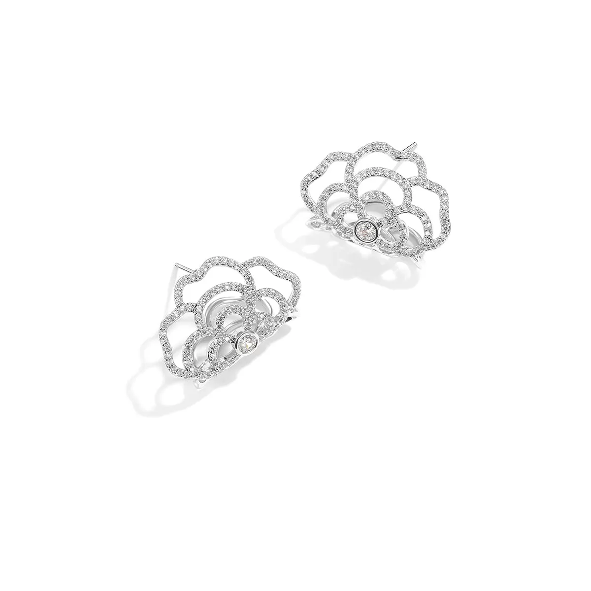 Brilliant Camellia Silver Earrings