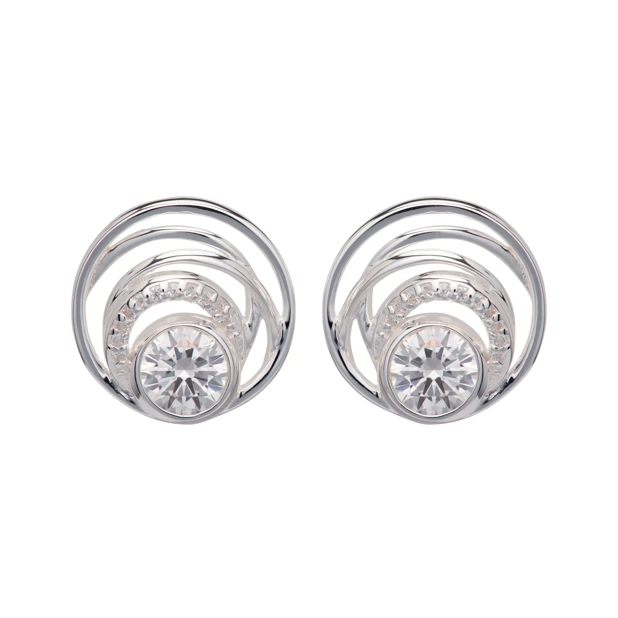 Brilliant Cut CZ Spiral Stud Earrings
