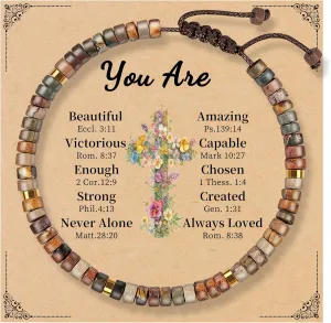 Btysun Birthday Gifts for Women, Bead Bracelet 10th 13th 16th 18th 30th 40th 50th 60th 70th 21st Inspirational Gifts for Her Wife Sister Mom Daughter Grandma Adjustable Nature Stone Bracelet Jewelry