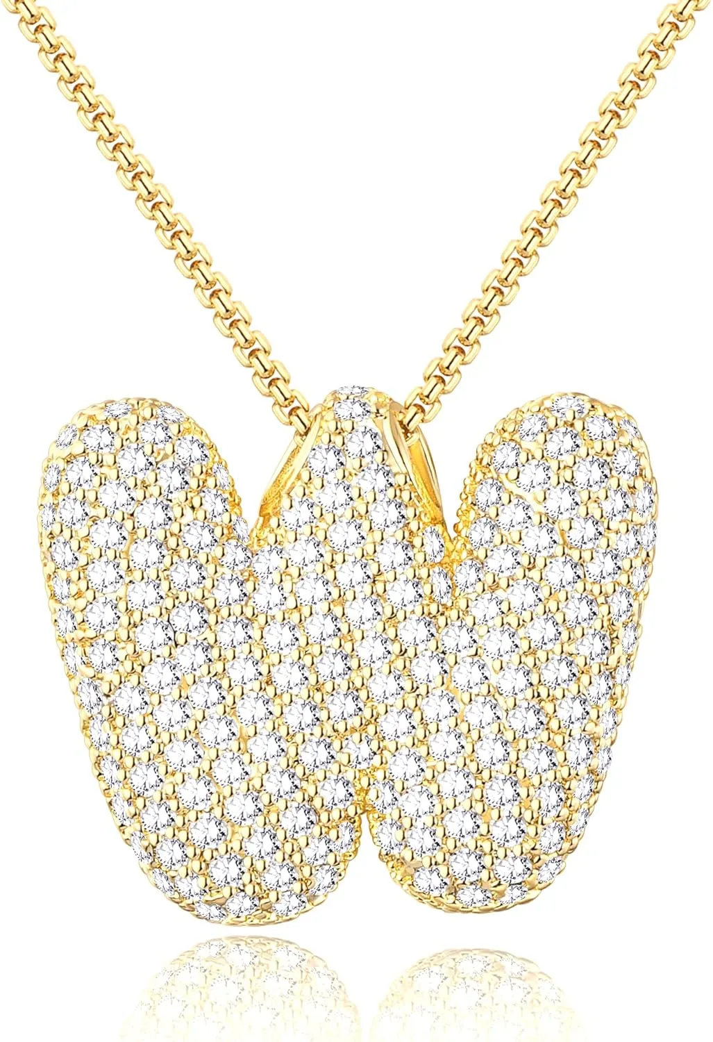 Bubble Letter Necklace Gold for Women, Gold/Silver Initial Letter A-Z Charm Balloon Pendant Zirconia Necklaces Fashion Jewelry Gifts for Women