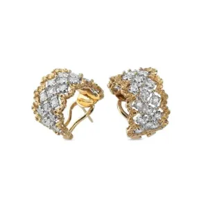 Buccellati - Rombi - Huggie Earrings with Diamonds, 18k White and Yellow Gold