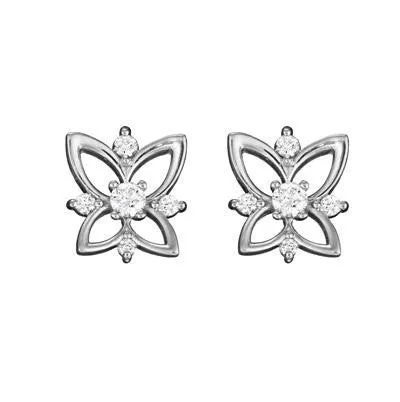 Butterfly Flower Diamond Earrings