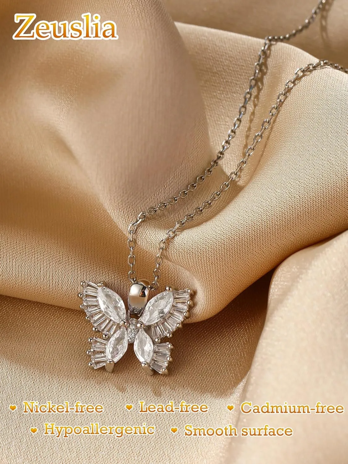 Butterfly Necklaces for Women 925 Sterling Silver Butterfly Birthstone Pendant Necklaces be Lucky for Women Dainty Cute Butterfly Jewelry Gifts for Women