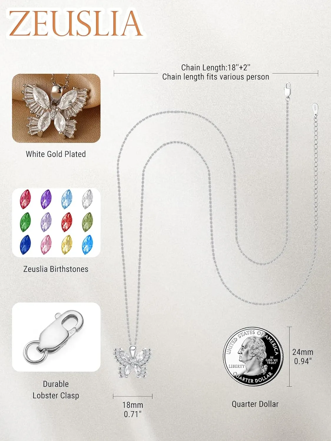 Butterfly Necklaces for Women 925 Sterling Silver Butterfly Birthstone Pendant Necklaces be Lucky for Women Dainty Cute Butterfly Jewelry Gifts for Women