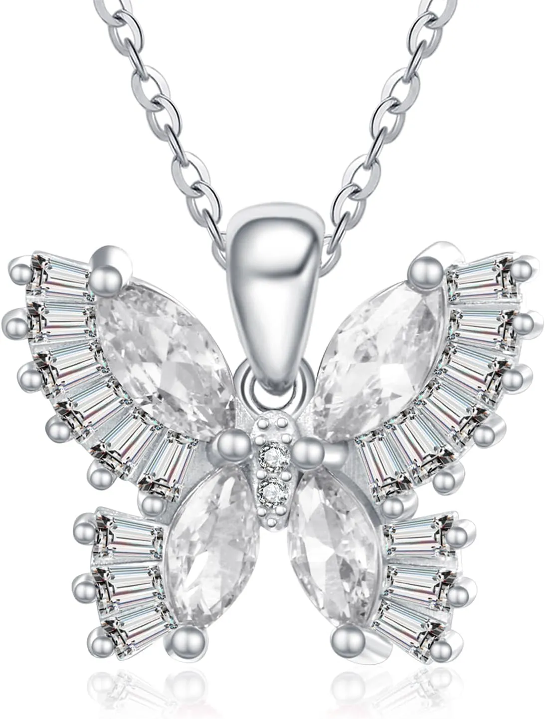 Butterfly Necklaces for Women 925 Sterling Silver Butterfly Birthstone Pendant Necklaces be Lucky for Women Dainty Cute Butterfly Jewelry Gifts for Women