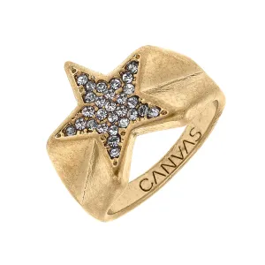 CANVAS Style - Kai Pavé Star Ring in Worn Gold