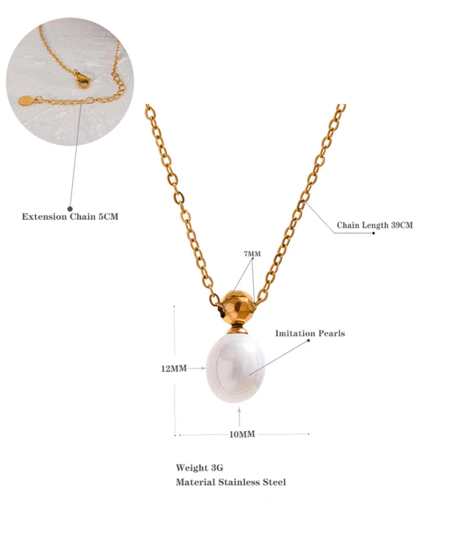 Carme Pearl Drop Pendant - 18K Gold Coated