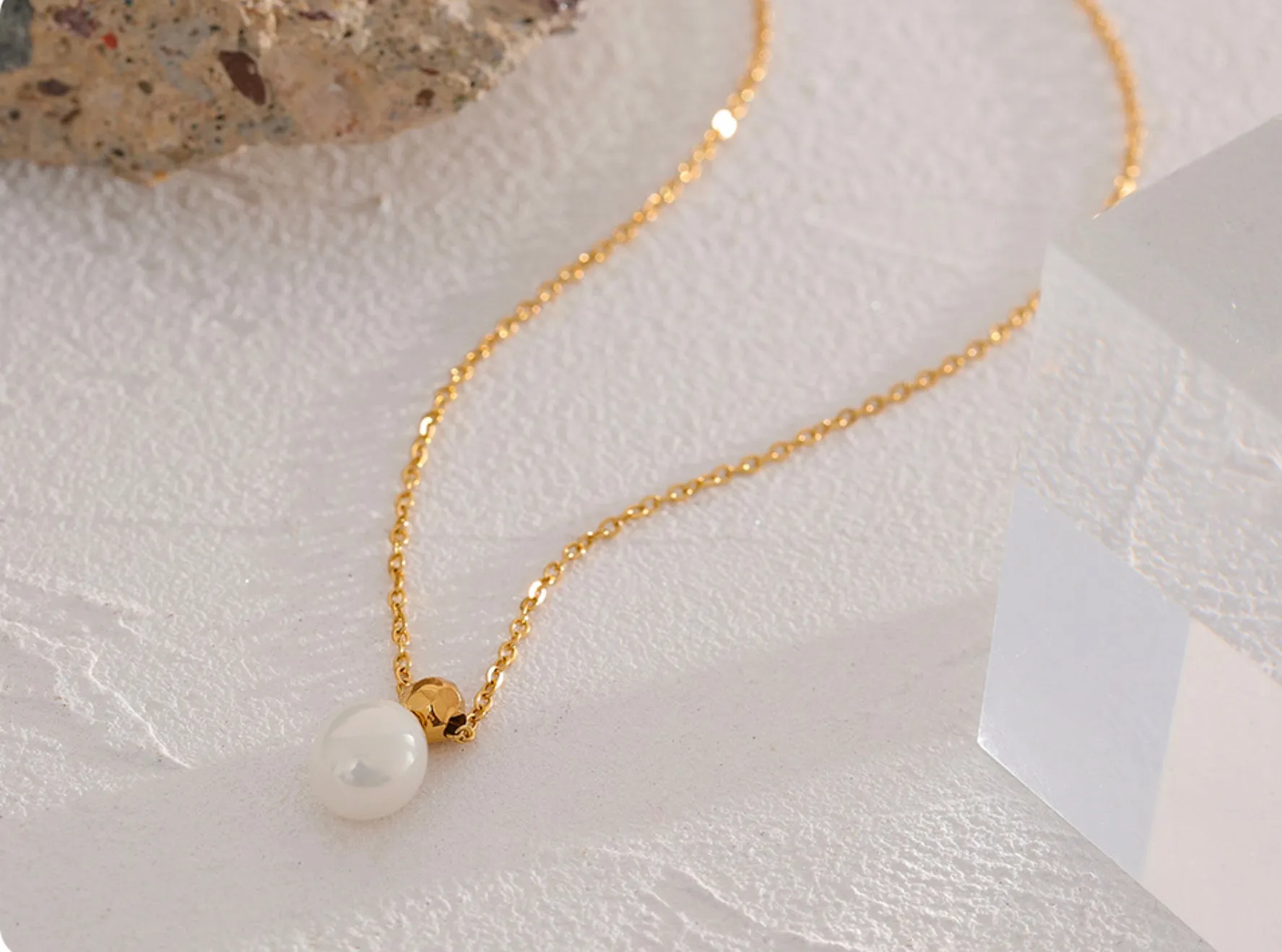 Carme Pearl Drop Pendant - 18K Gold Coated