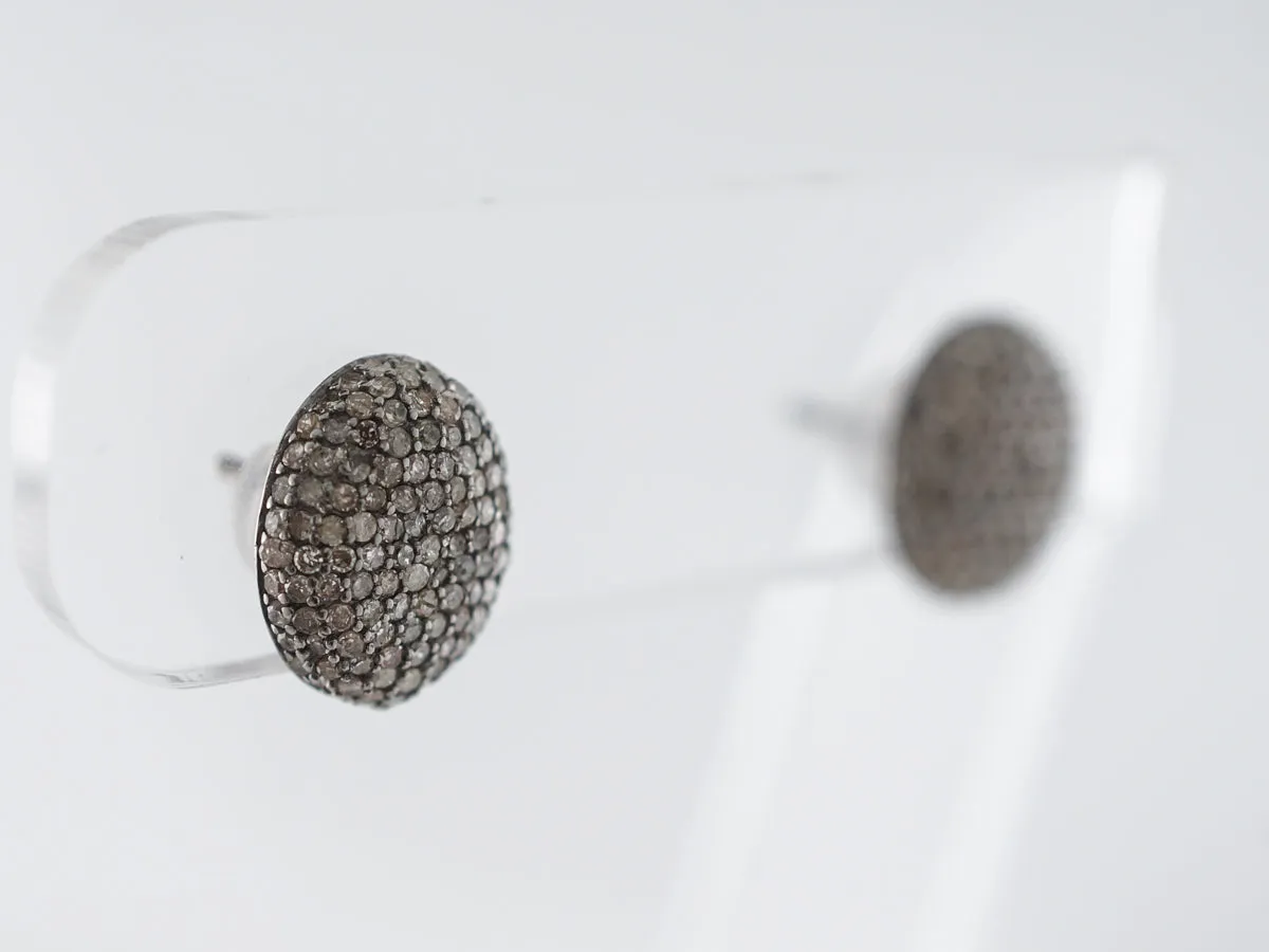 Champaign Diamond Pave Earrings in Sterling Silver