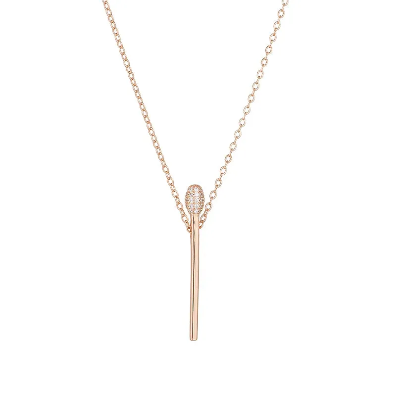 Charming Matchstick 14K Filled Rose Gold AAA White or Red Zircon Full Paved Luxury Party Jewellery Necklace