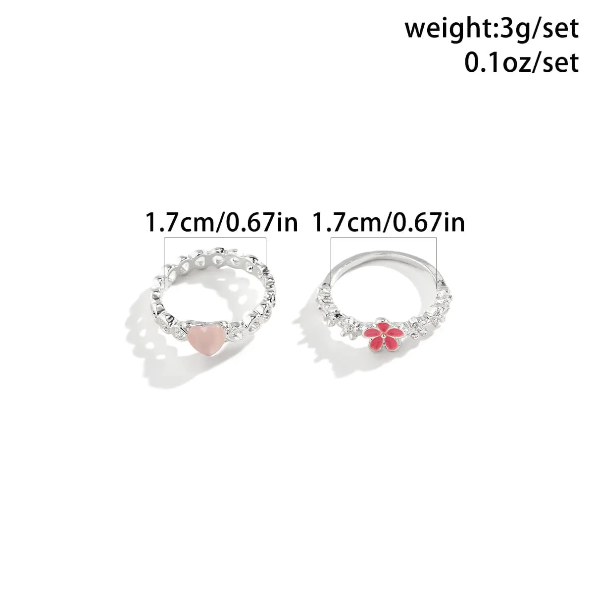 Chic Flower Opal Heart Ring Set