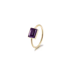Chic Purple Rectangular Stone Ring