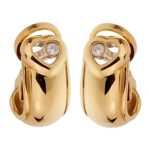 Chopard Happy Diamond Heart Hoop Yellow Gold Earrings