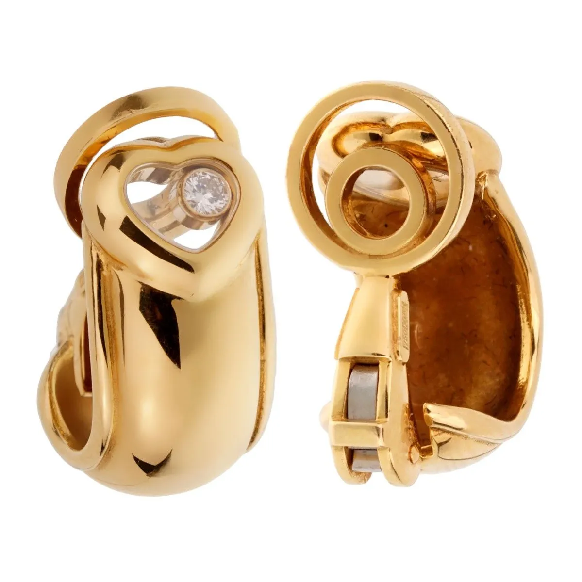 Chopard Happy Diamond Heart Hoop Yellow Gold Earrings
