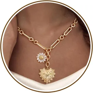 Chunky Gold Necklace Teen Girl Gifts Trendy Stuff Choker Necklace for Woman with Heart Birthday Gifts for Her Gold Necklace for Women Non Tarnish Mothers Day Gifts for Mom