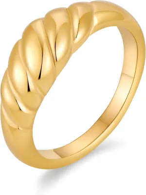 Chunky Gold Rings For Women Trendy Statement Gold Ring Elegant Wedding Ring Dainty Jewelry Gift for Wife, Girlfriend, Mom Hypoallergenic, Nickel-Free - Anniversary, Birthday, Mothers Day Sizes 6 7 8