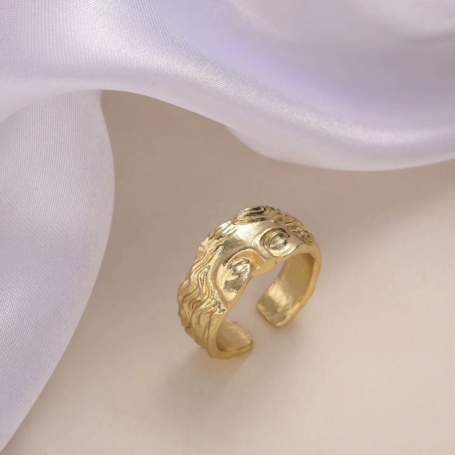 Chunky Gold Rings Gifts for Women Teen Girls 14K Gold Plated Ring No Tarnish Stackable Statement Thumb Dome Band Pinky Rings Birthday Anniversary Retirement Christmas Gift Jewelry