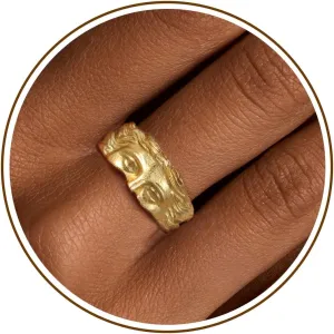 Chunky Gold Rings Gifts for Women Teen Girls 14K Gold Plated Ring No Tarnish Stackable Statement Thumb Dome Band Pinky Rings Birthday Anniversary Retirement Christmas Gift Jewelry