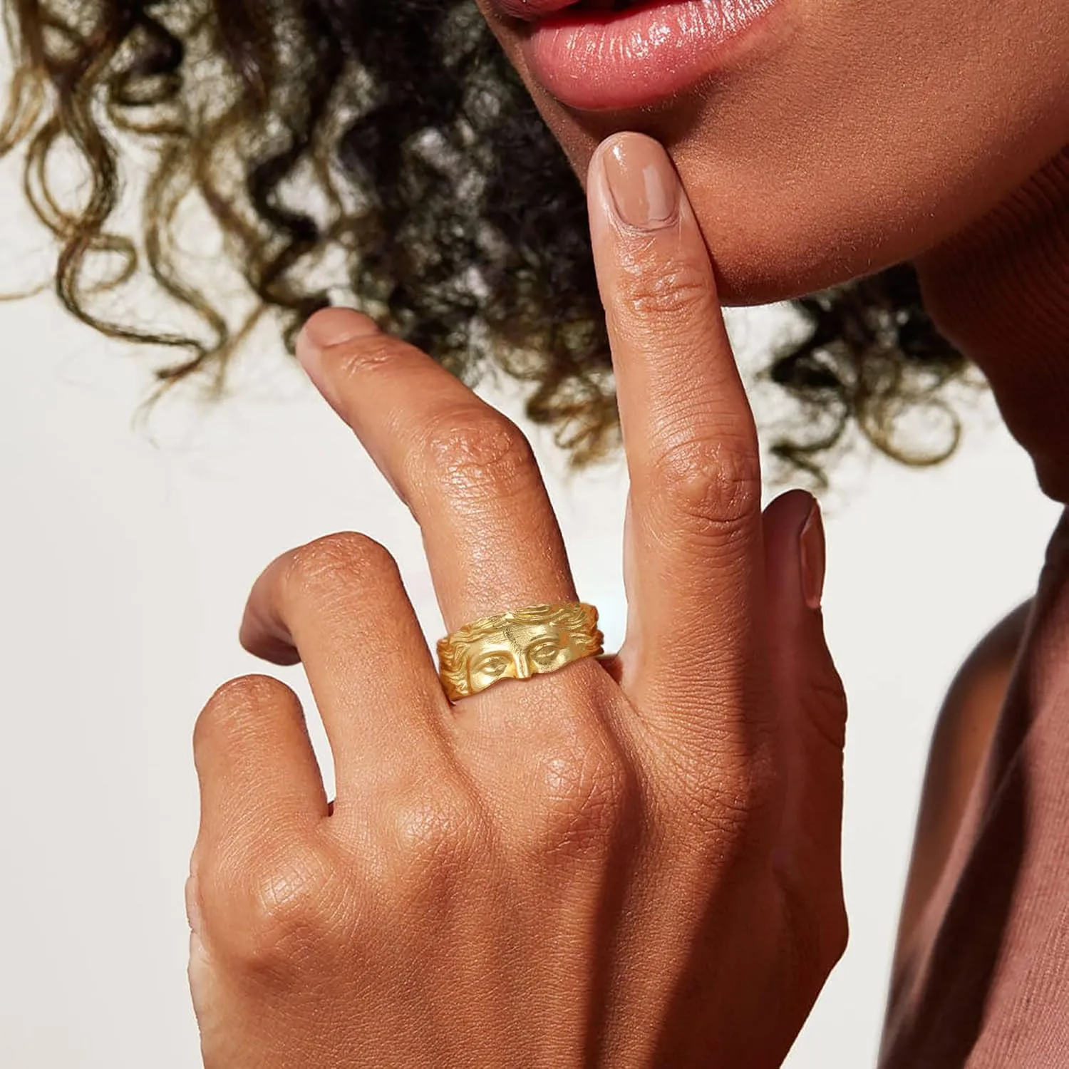 Chunky Gold Rings Gifts for Women Teen Girls 14K Gold Plated Ring No Tarnish Stackable Statement Thumb Dome Band Pinky Rings Birthday Anniversary Retirement Christmas Gift Jewelry