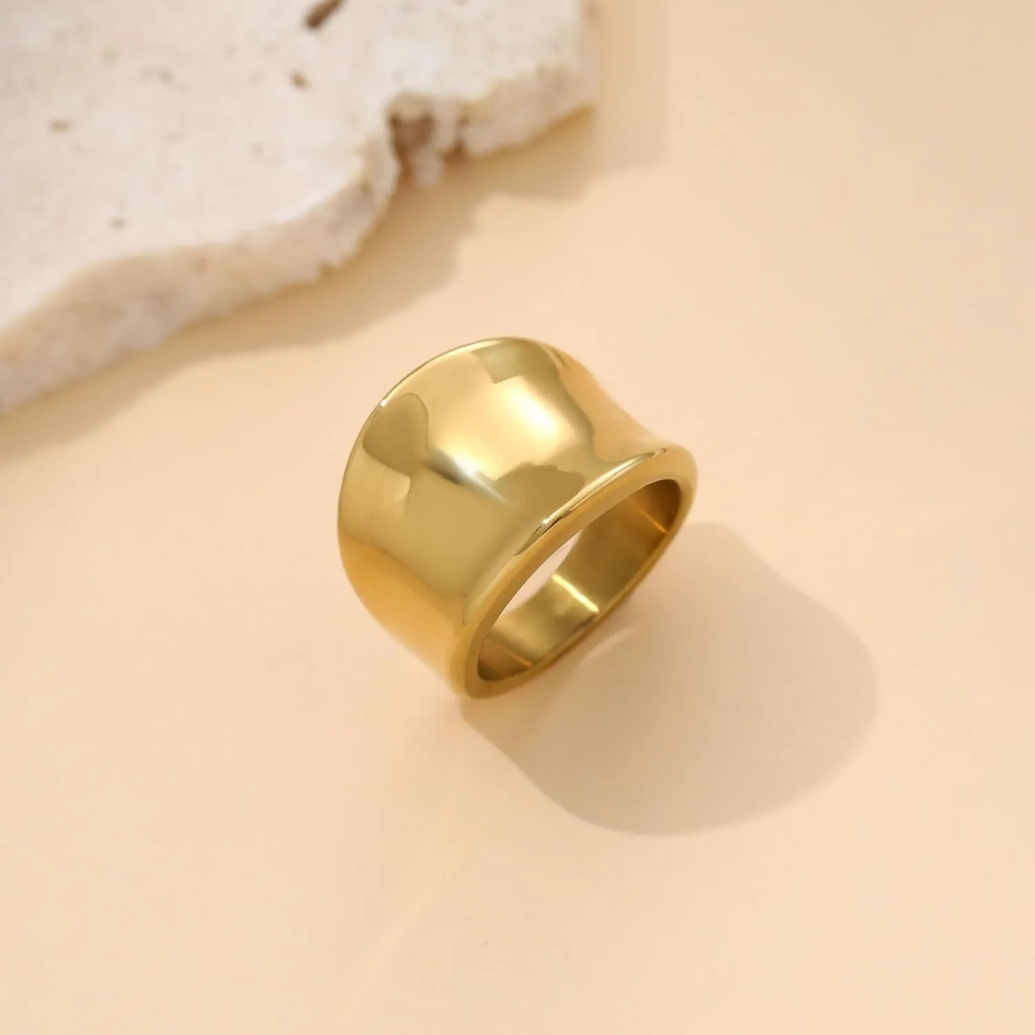 Chunky Gold Rings Gifts for Women Teen Girls 14K Gold Plated Ring No Tarnish Stackable Statement Thumb Dome Band Pinky Rings Birthday Anniversary Retirement Christmas Gift Jewelry