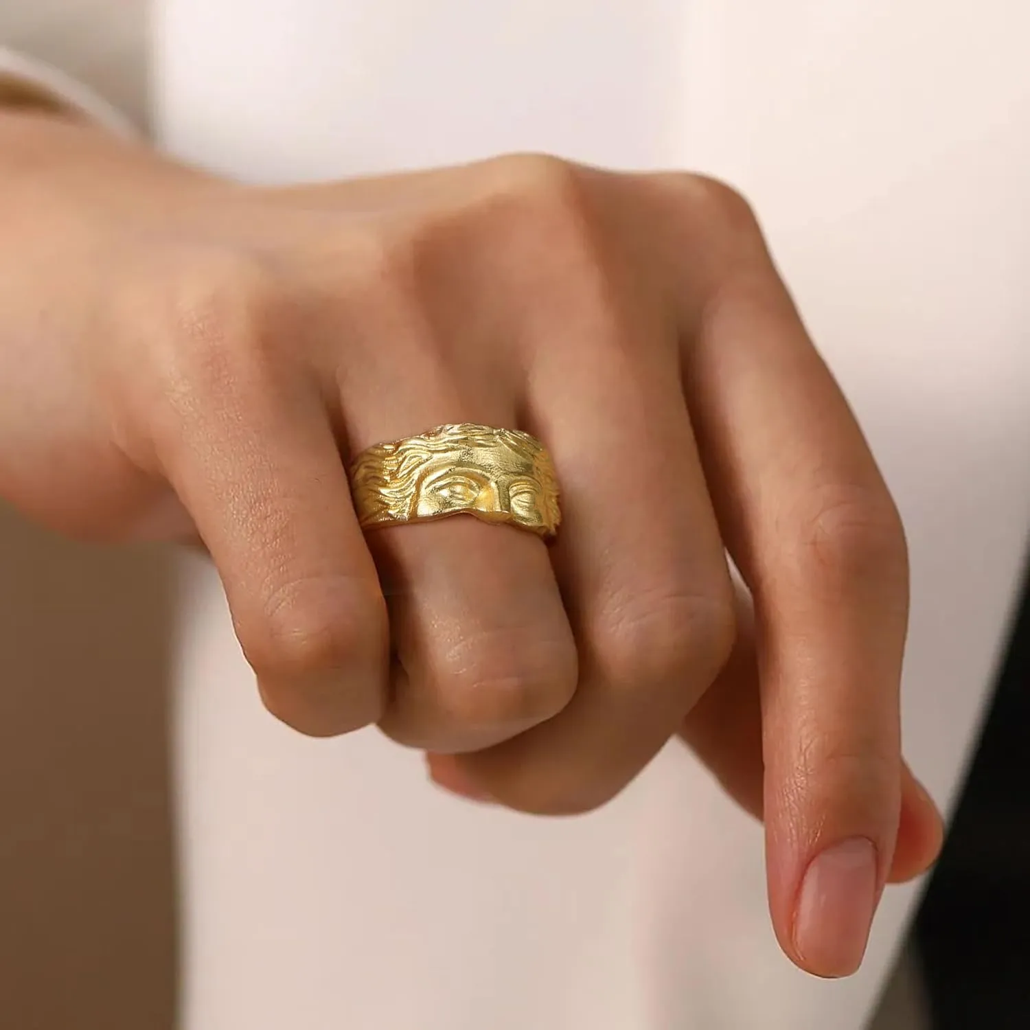 Chunky Gold Rings Gifts for Women Teen Girls 14K Gold Plated Ring No Tarnish Stackable Statement Thumb Dome Band Pinky Rings Birthday Anniversary Retirement Christmas Gift Jewelry