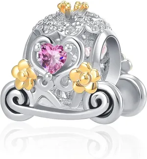Cinderella Pumpkin Carriage Charm Fairy Tale Disney Style Gold Charm Pandora Bracelet