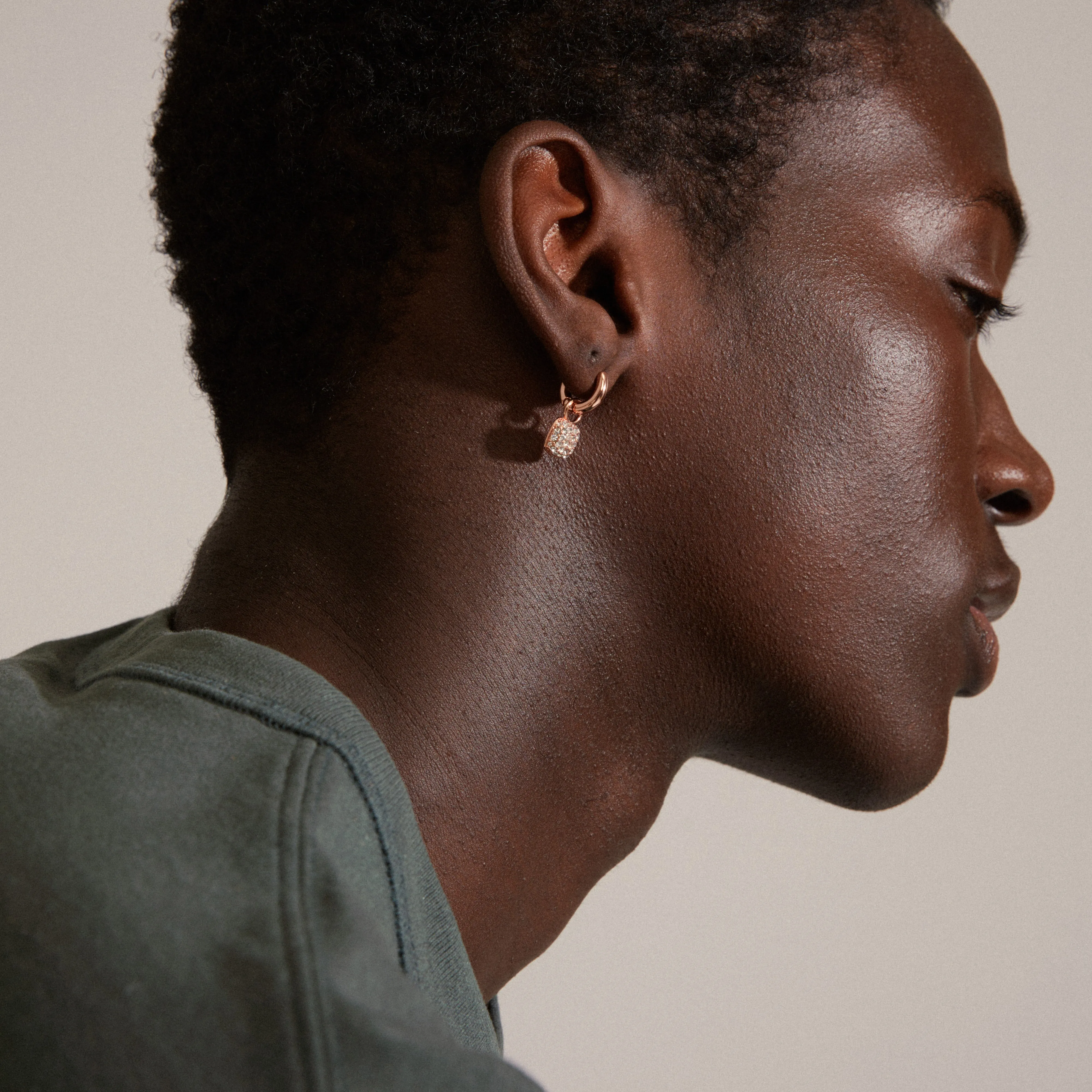 CINDY recycled crystal hoop earrings rosegold-plated