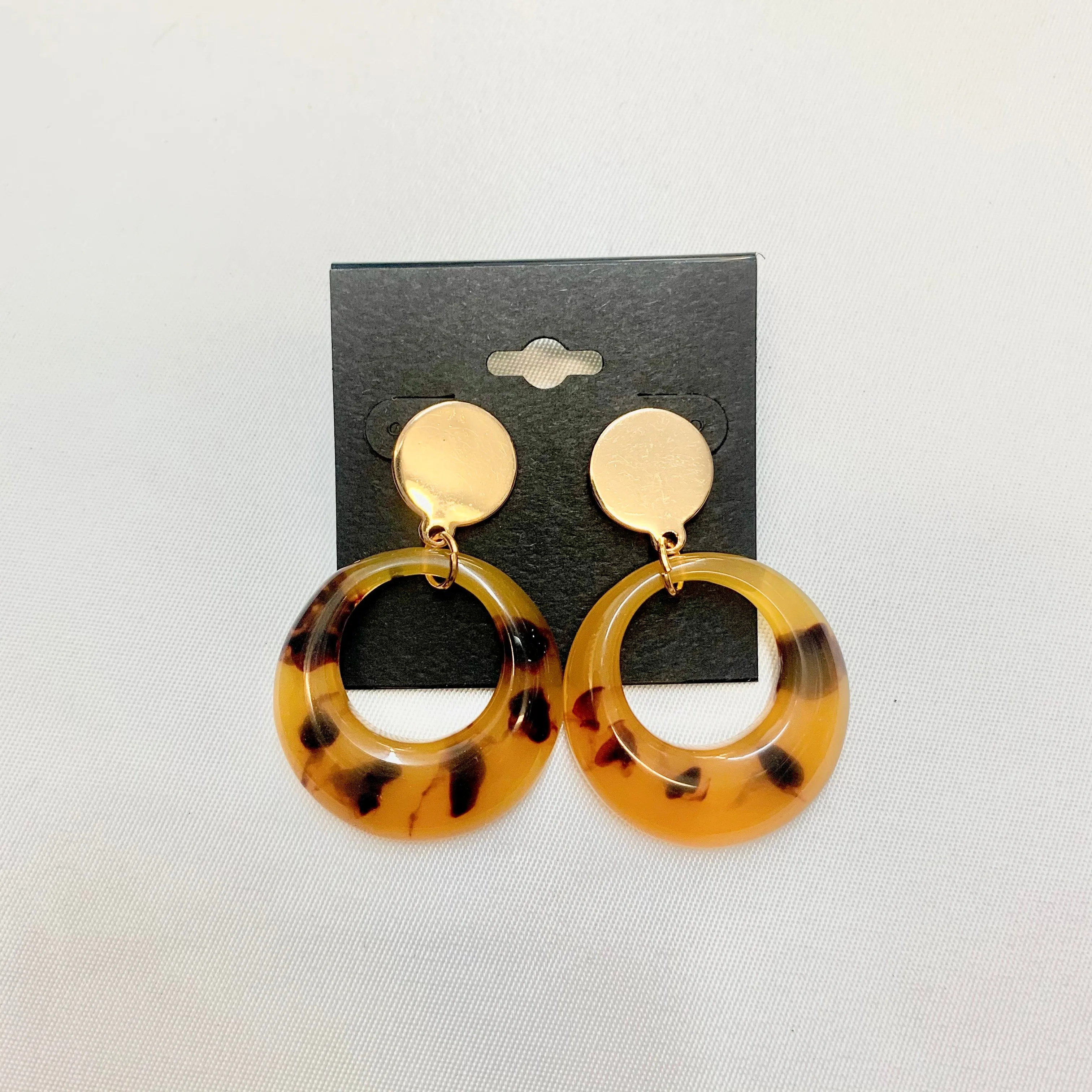 CIRCLE GOLD LEOPARD POST EARRINGS