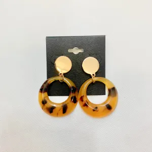 CIRCLE GOLD LEOPARD POST EARRINGS
