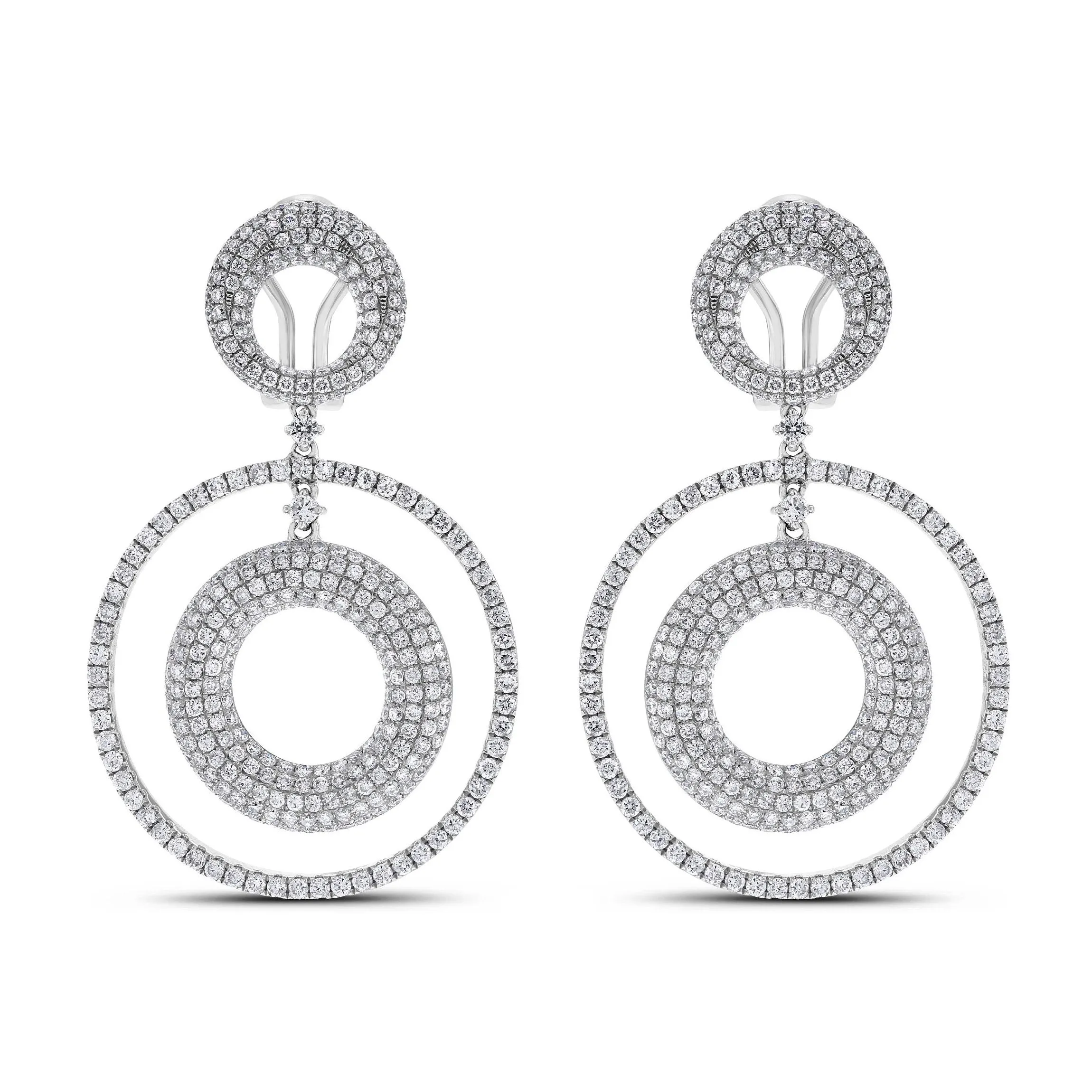 Circles Diamond Earrings (5.30 ct Diamonds) in White Gold