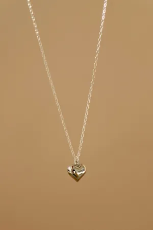 CLARA PUFF HEART NECKLACE - SILVER