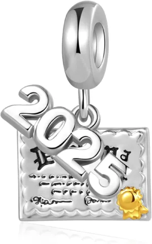 Class 2025 2024 Graduation Charm Compatible Pandora Charms Bracelets Family Pendant Graduate Cap Diploma Gift Dangle Anniversary Birthday