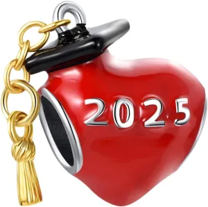 Class 2025 2024 Graduation Red Heart Charm Compatible with Pandora Charms Bracelets for Women