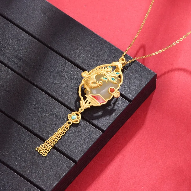Classic Design Natural Hetian Jade Cheongsam Pendant