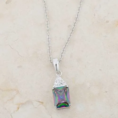Classic Mystic Cubic Zirconia Rhodium Drop Necklace