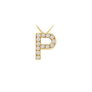 Classic P Initial Diamond Pendant : 14K Yellow Gold - 0.15 CT Diamonds